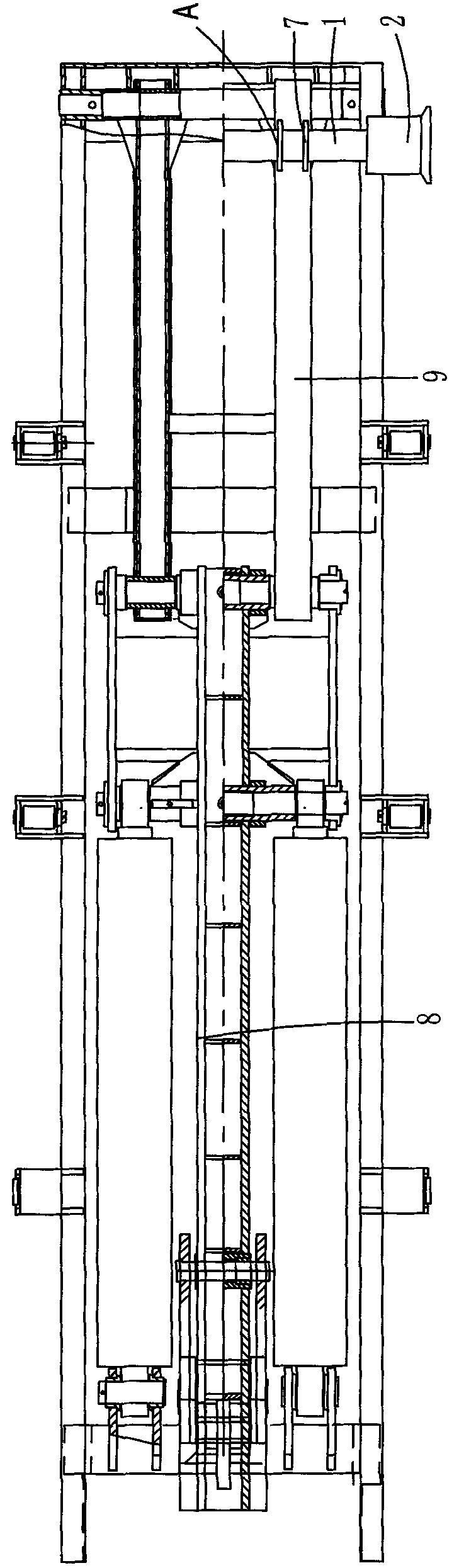 Box loading wheel mechanism of box pulling device