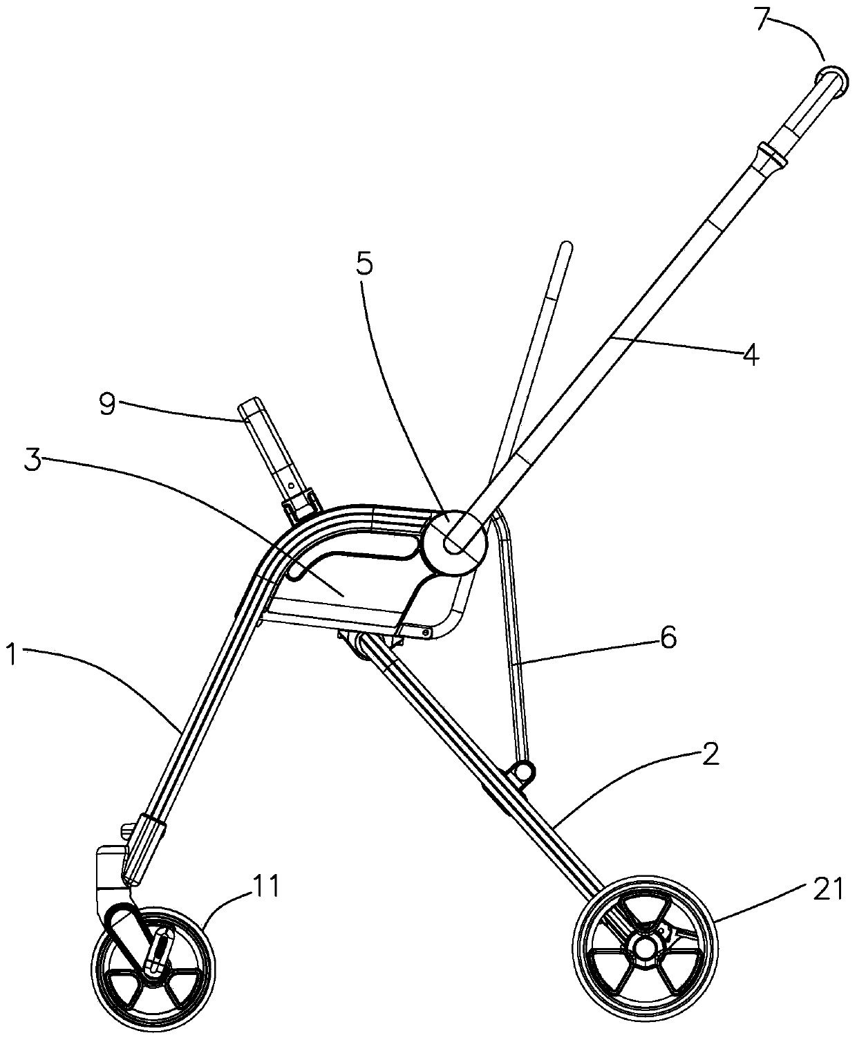 Novel baby carriage frame