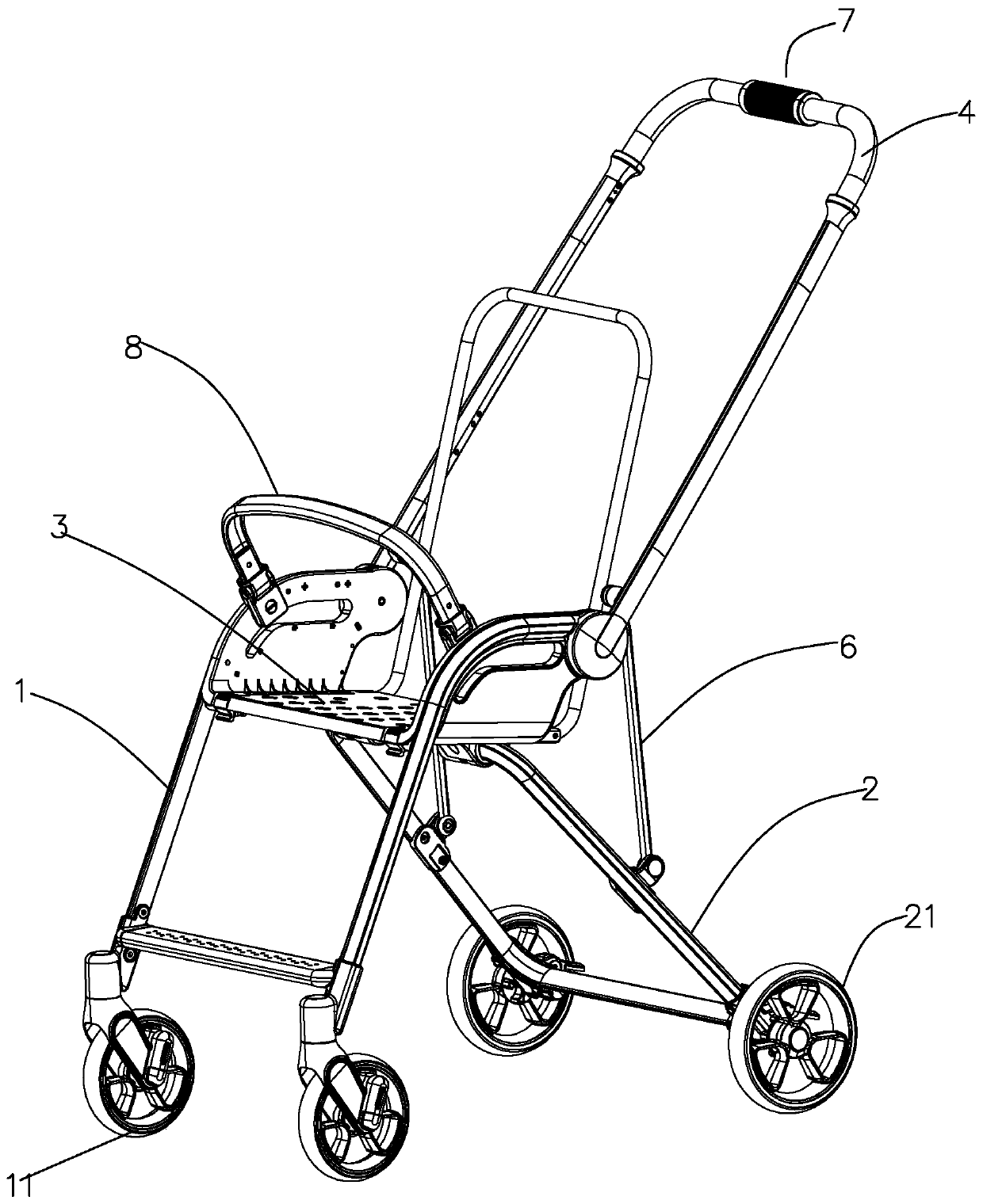 Novel baby carriage frame