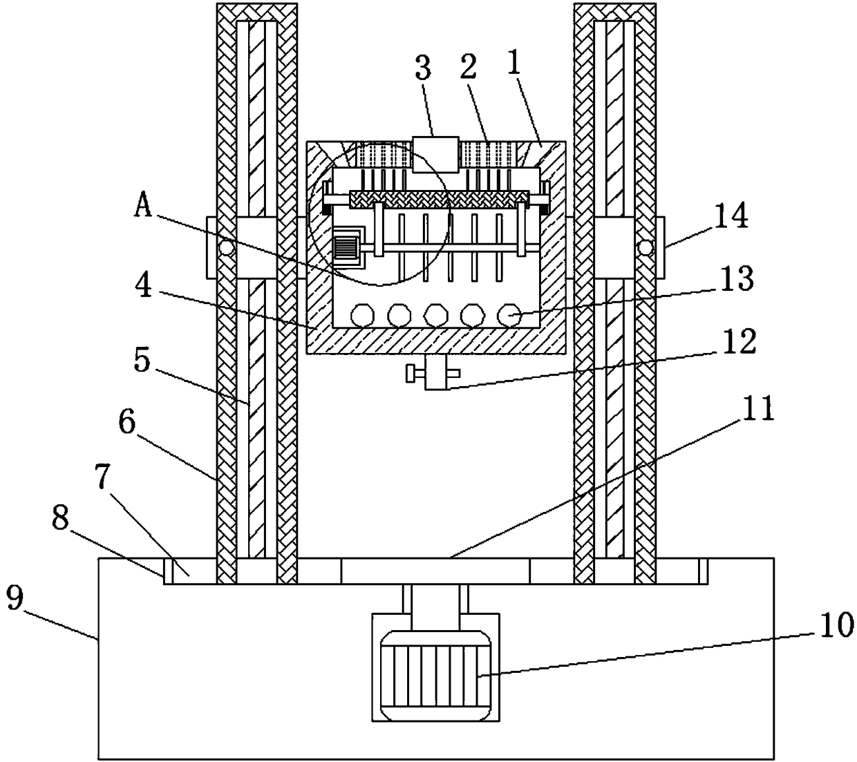 Efficient paint spraying device for ship cabin production