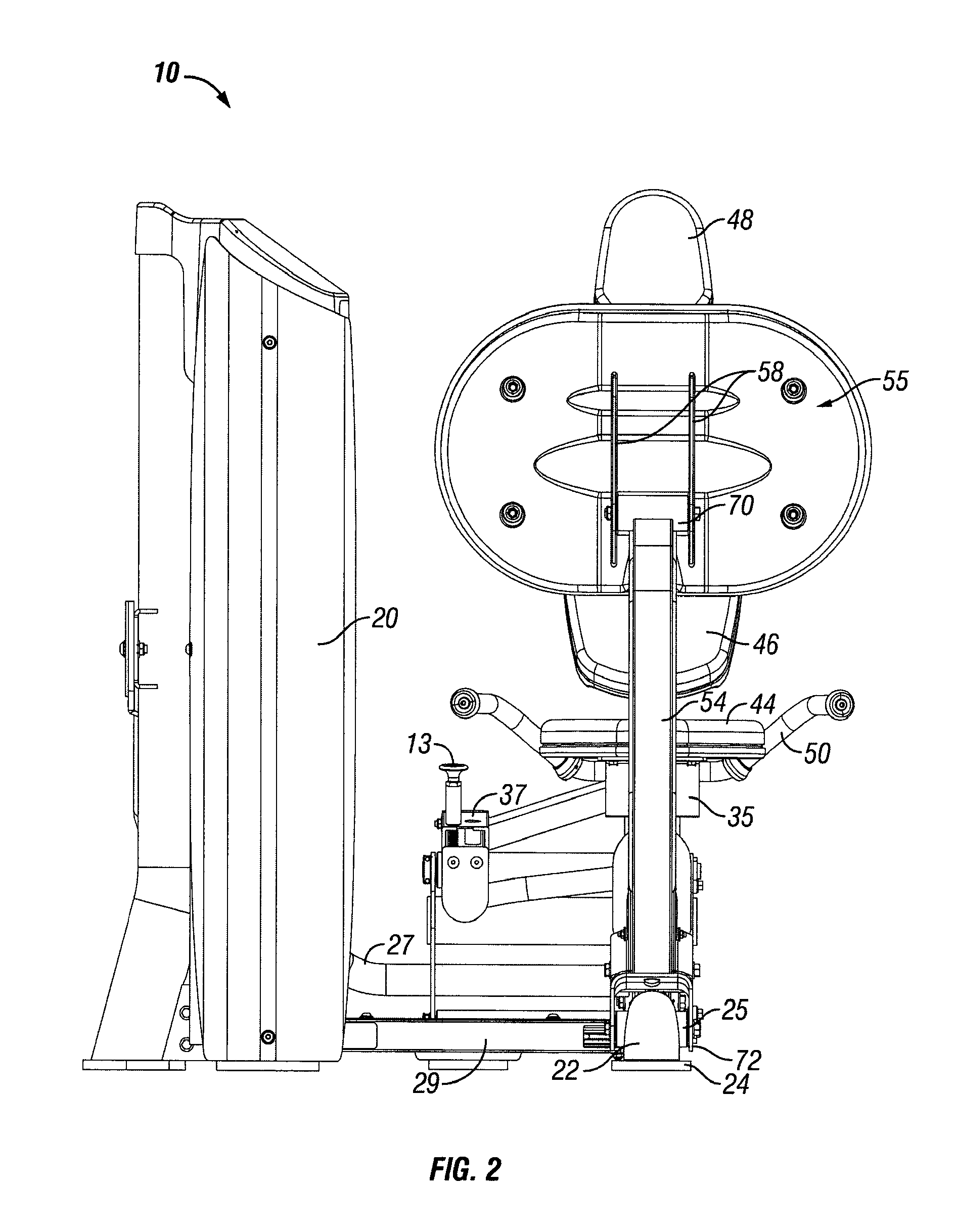 Leg press exercise machine with self-aligning pivoting seat