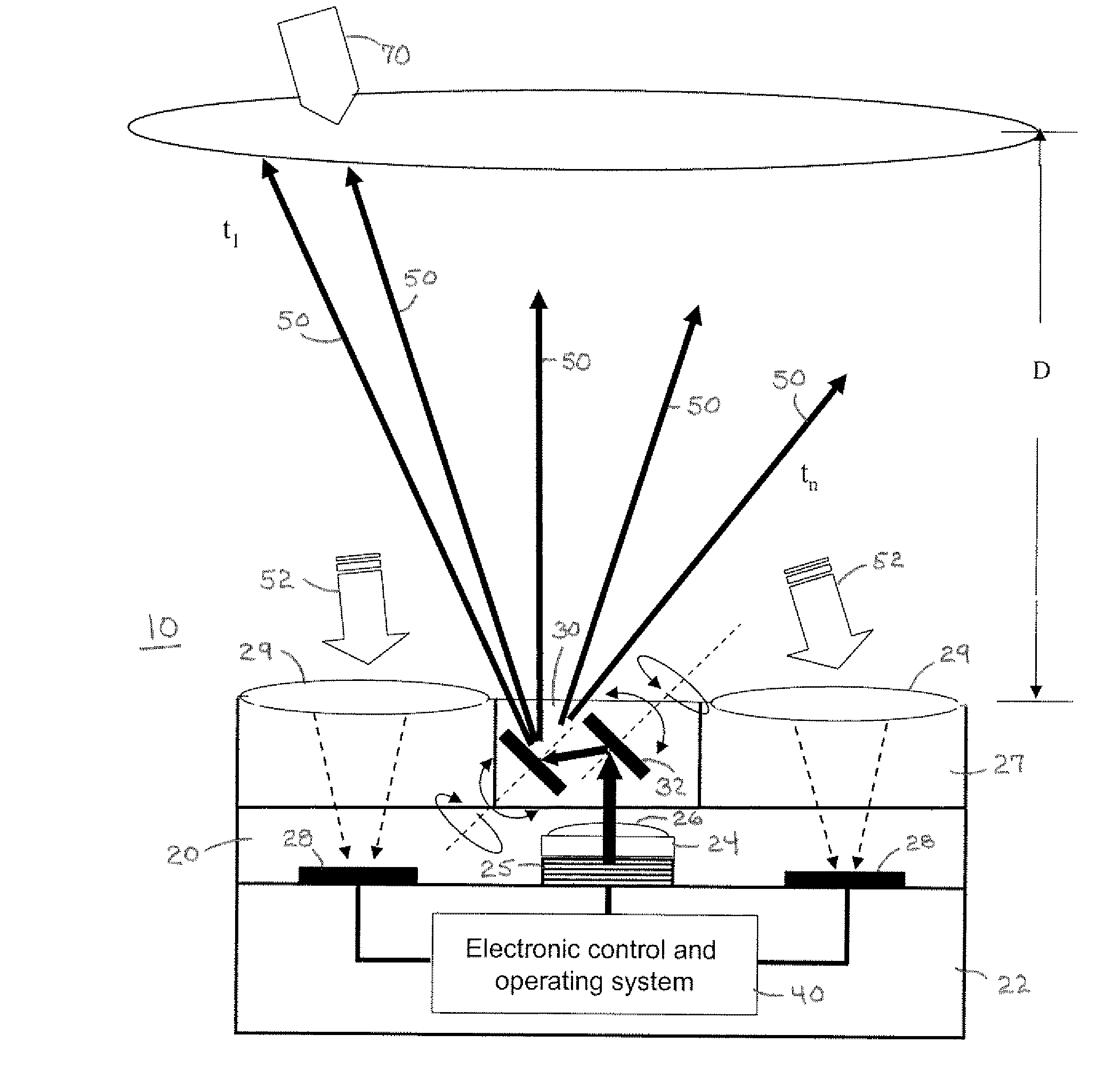 Micro-mirror optical tracking and ranging system