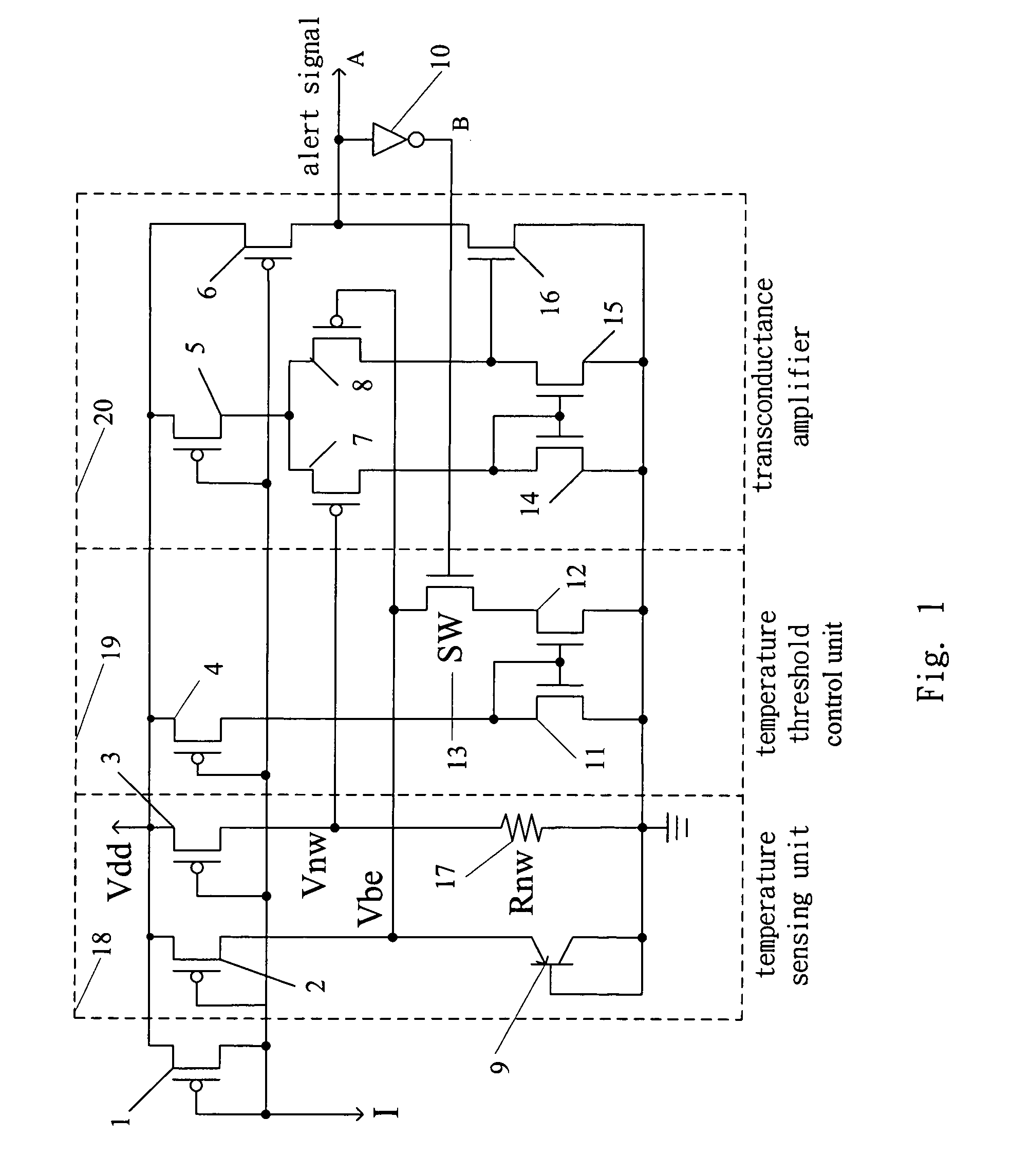 Temperature sensing circuit for low voltage operation