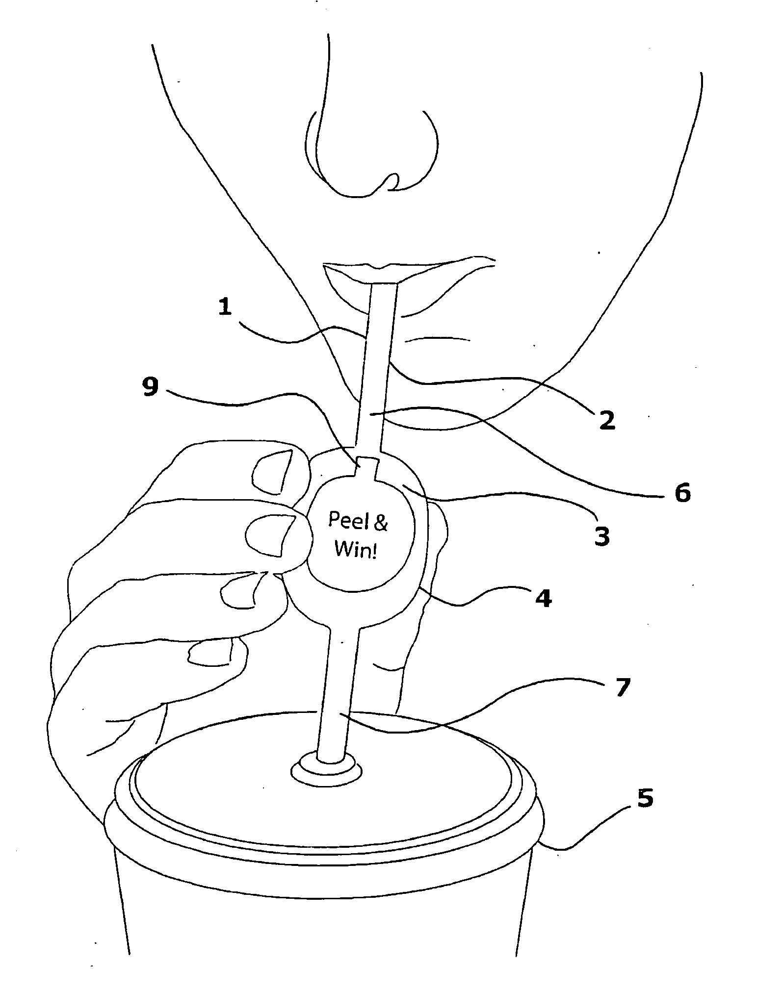 Novelty pump straw with combined display area and prize delivery system