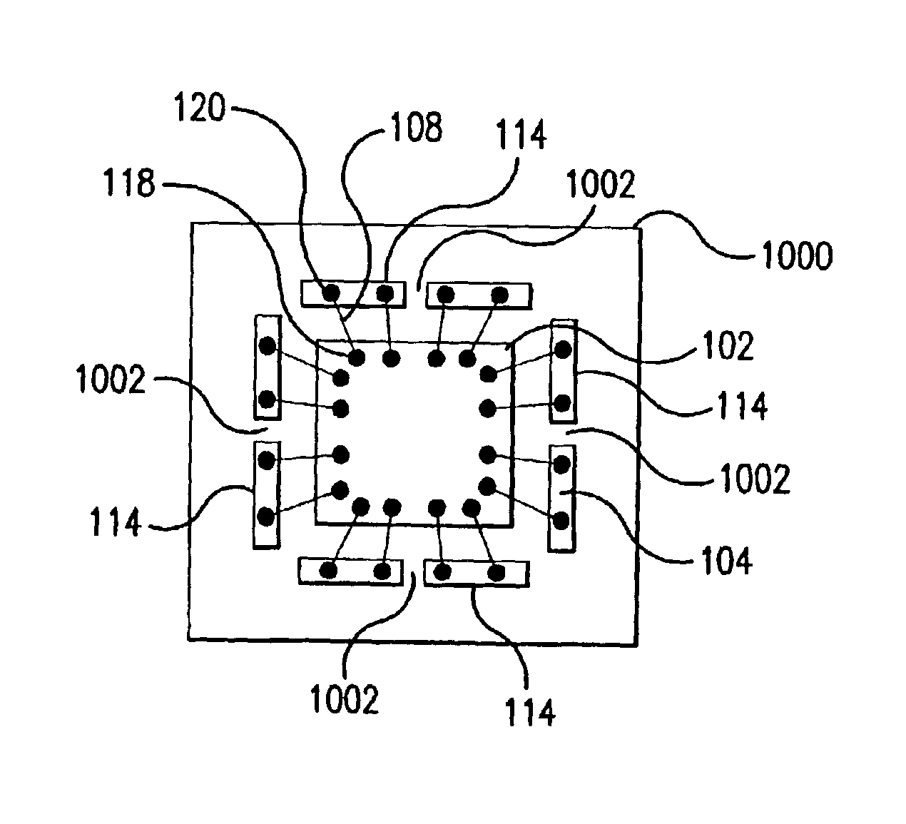 Die-up ball grid array package with patterned stiffener opening