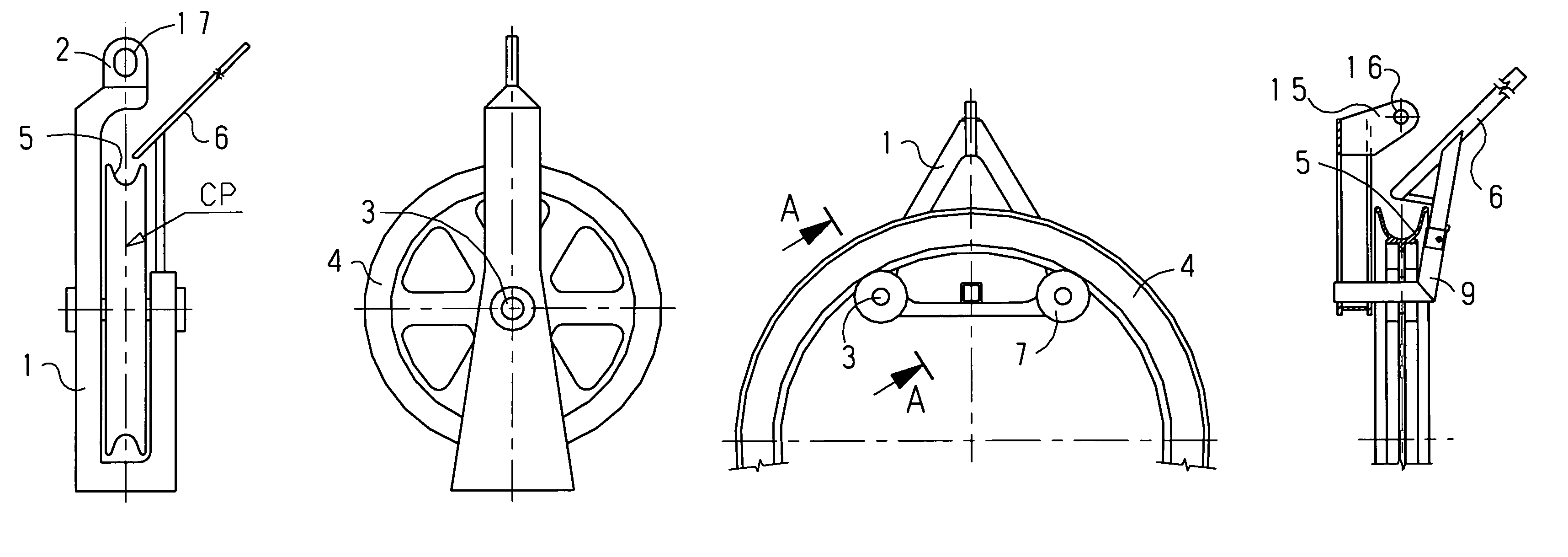 Stringing block for aerial electric conductor