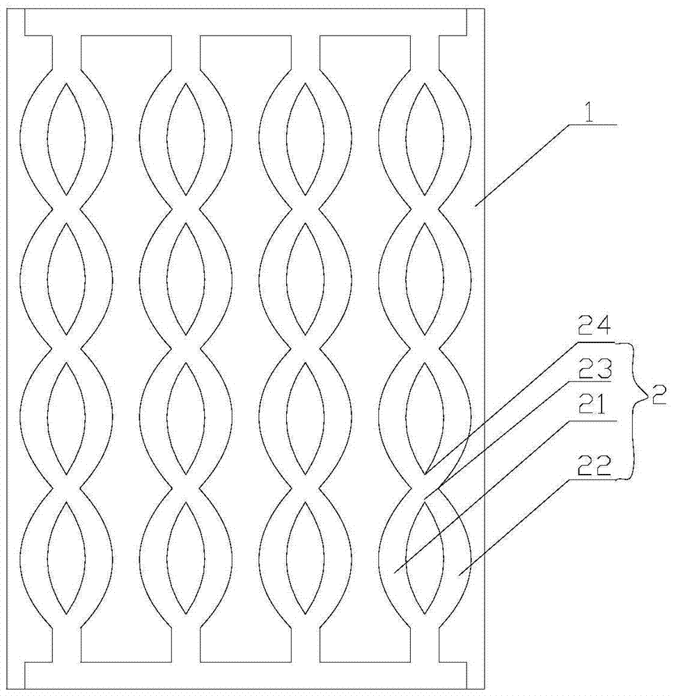 A chain-staggered microchannel structure