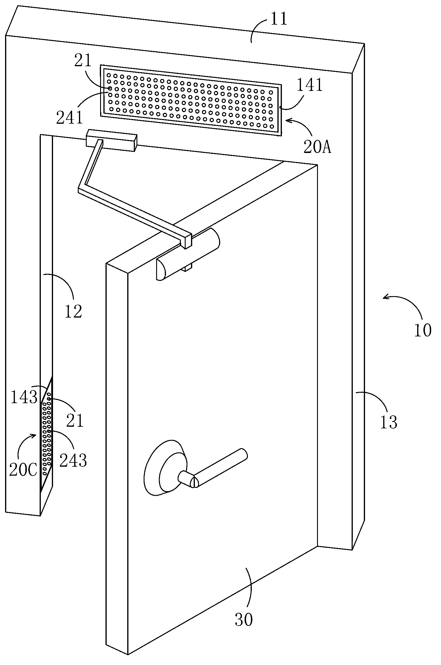 Multi-direction escaping illumination fireproof door