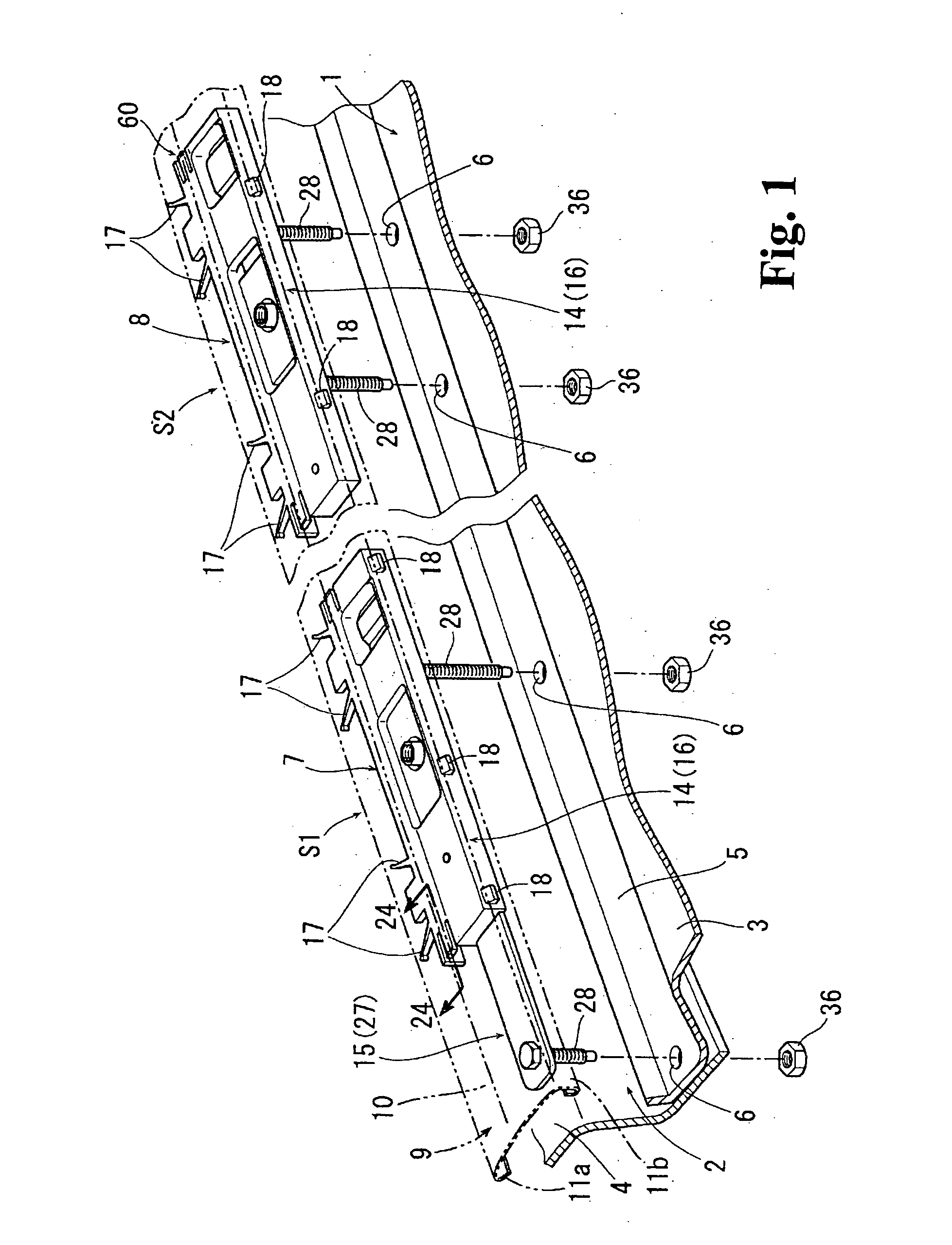 Exterior member mounting unit, exterior member mounting structure and method for using exterior member mounting unit