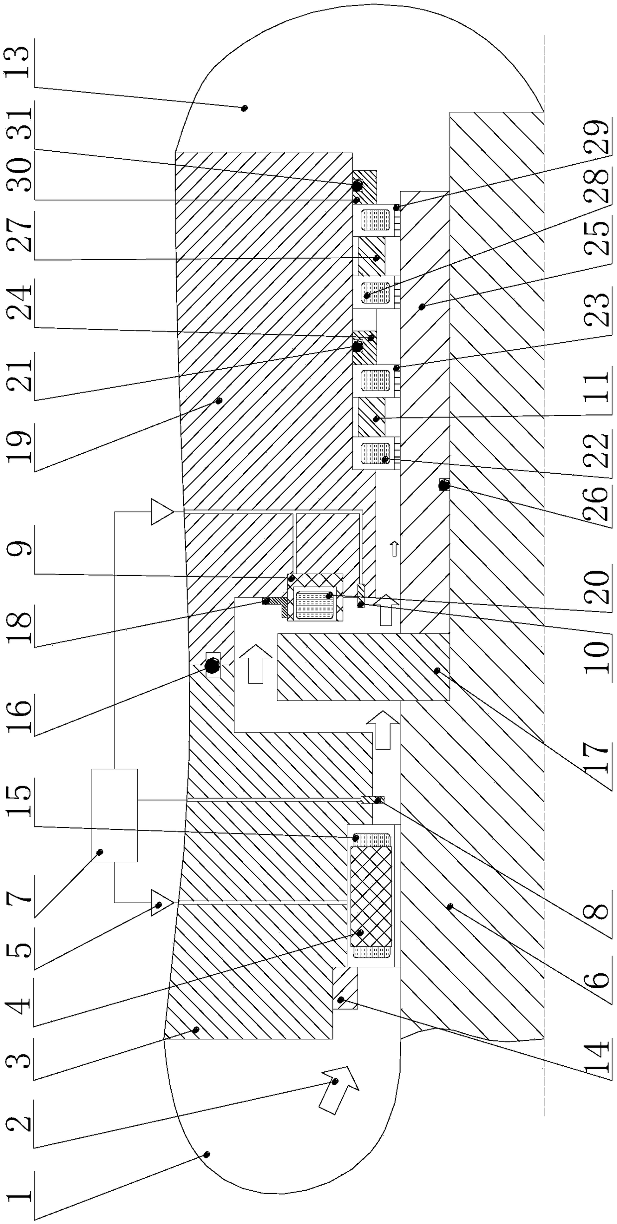 Dynamic sealing structure suitable for high-differential pressure environment