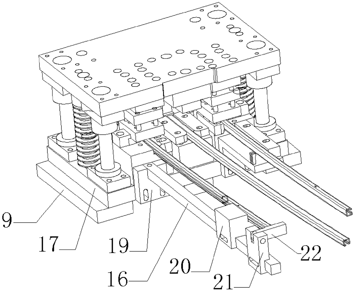 A mold for side punching of U-shaped section products