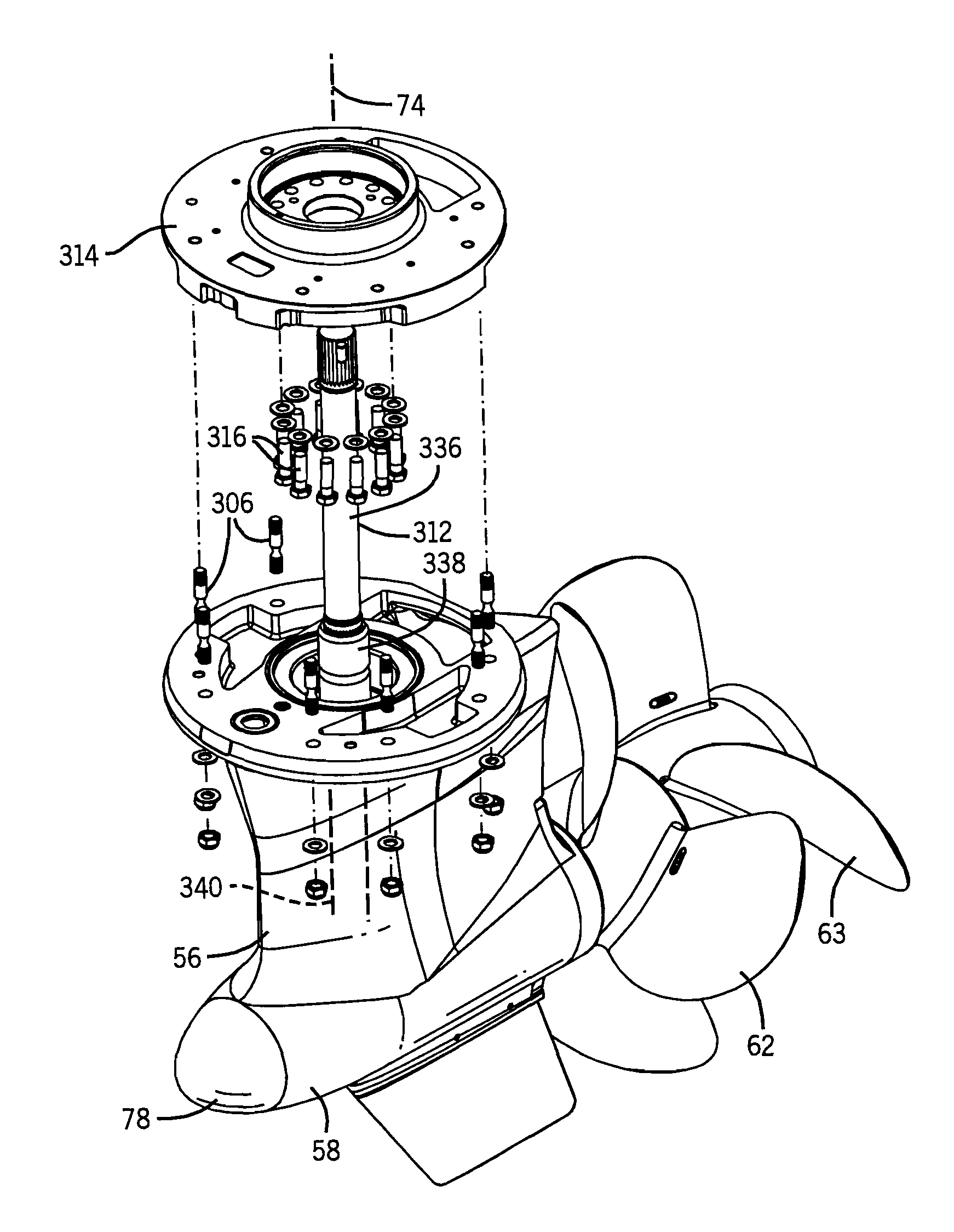 Marine drive with break-away mount