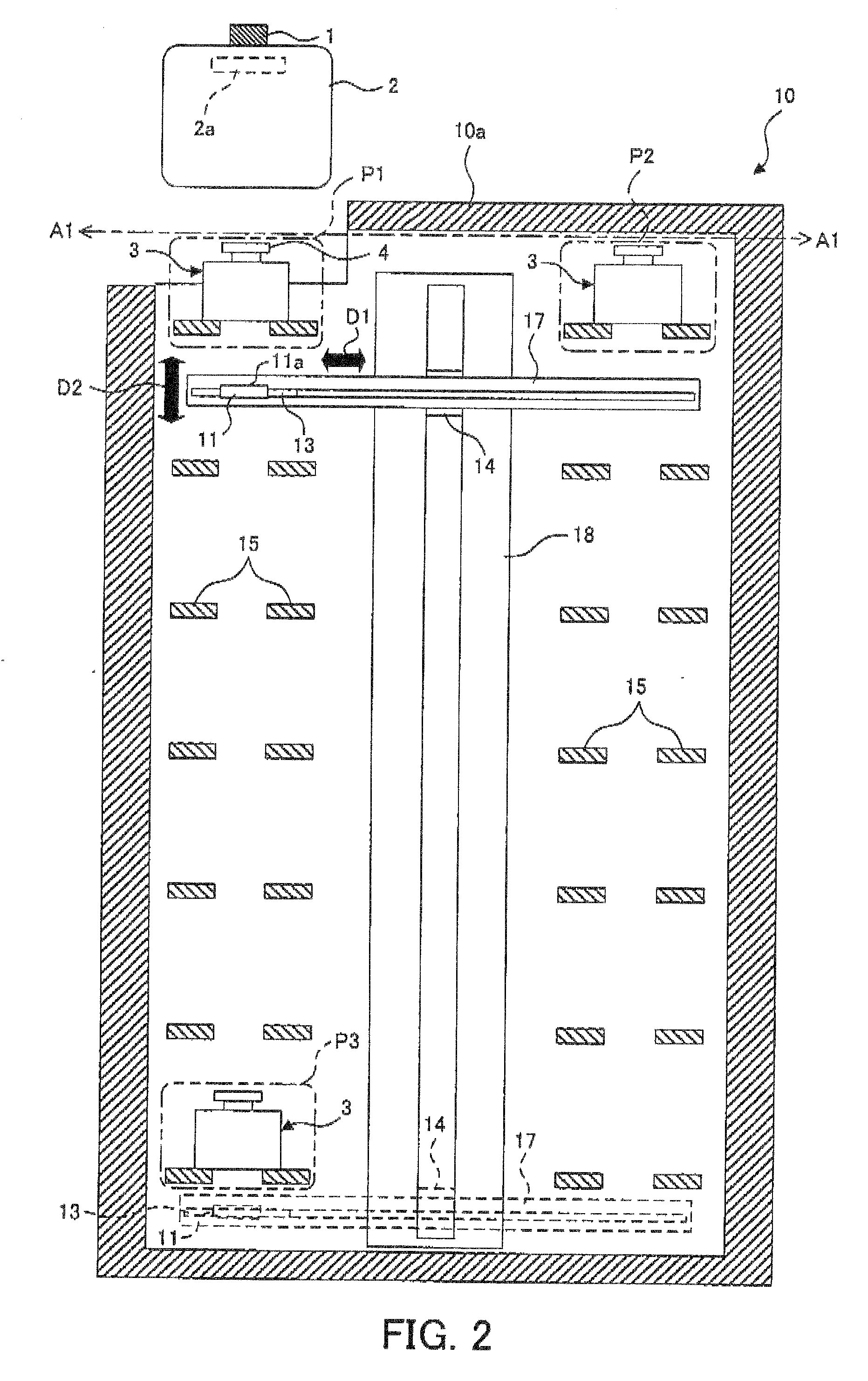 Storage, transporting system and storage set