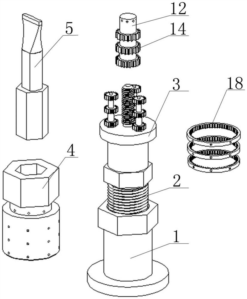 Equal-distance thread progressive type small bolt dismounting tool and using method