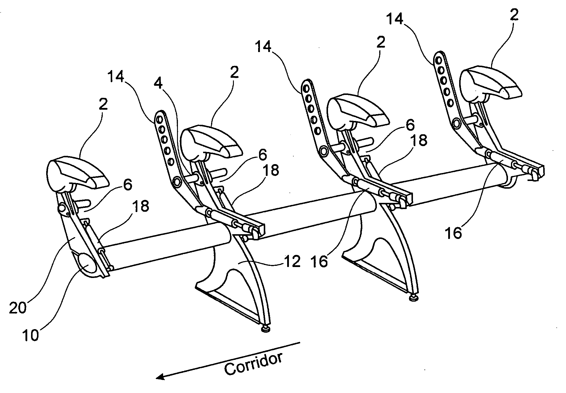 Flight passenger seat with an integrated spring element