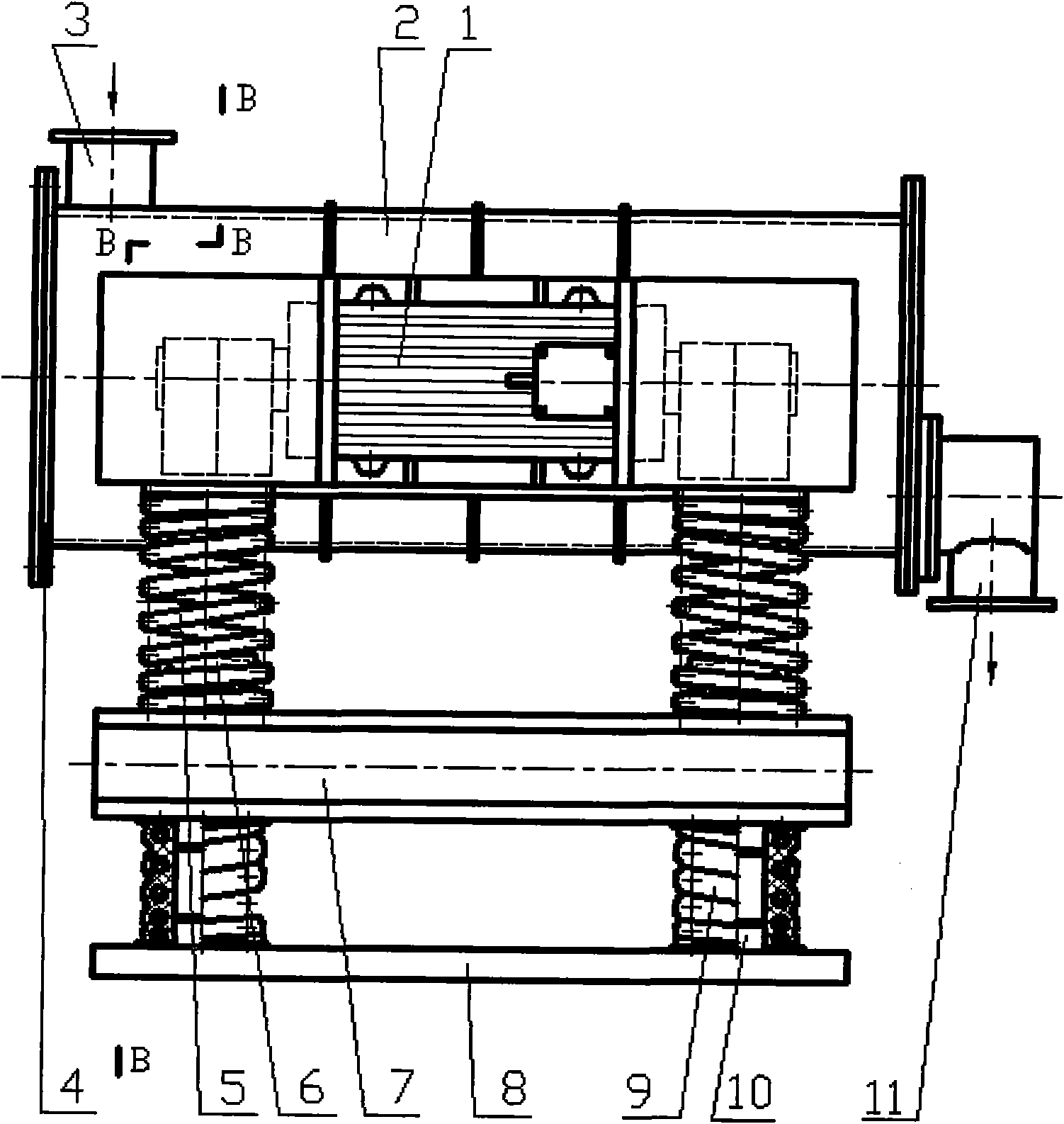 Variable-rigidity double-mass vibration motor type super-huge vibration mill