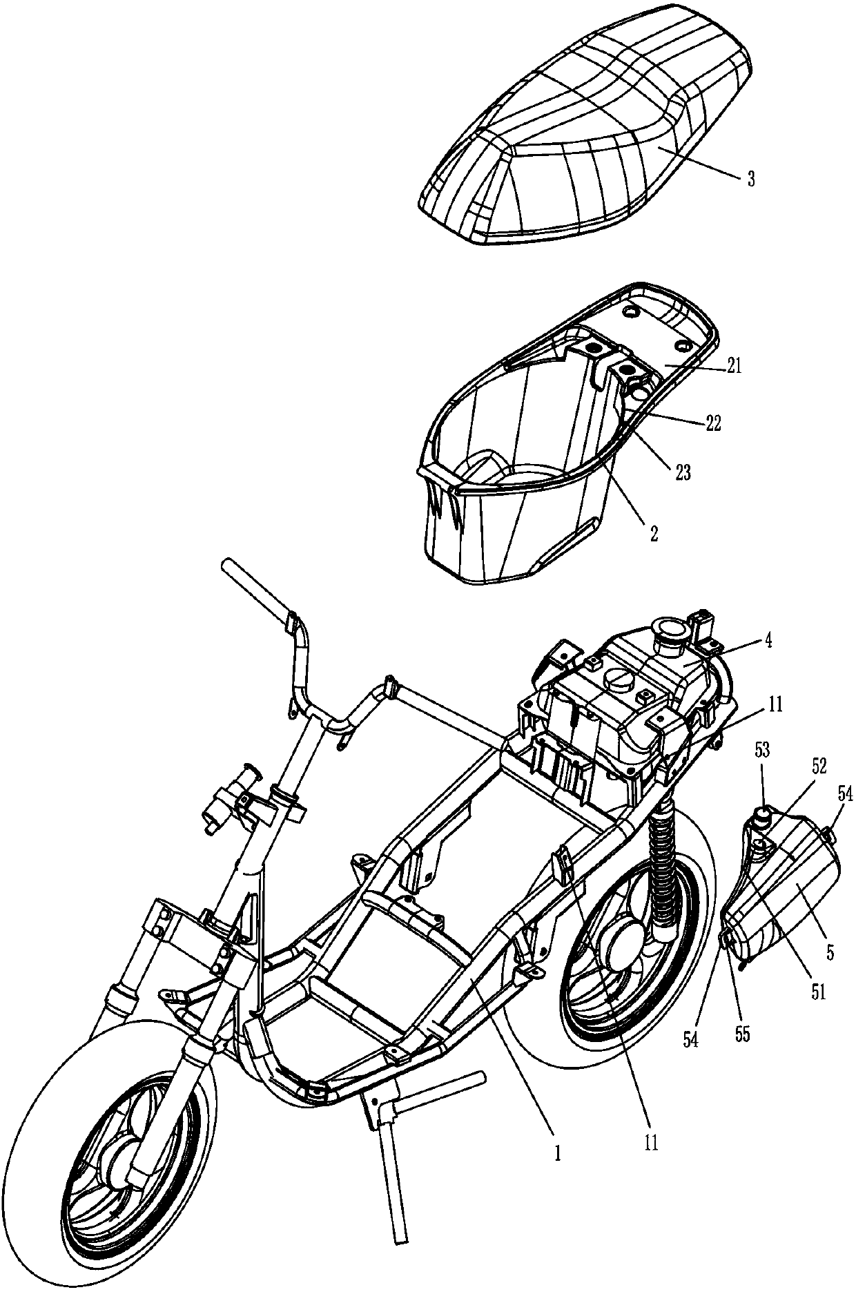 Motorcycle with engine oil pot internally arranged