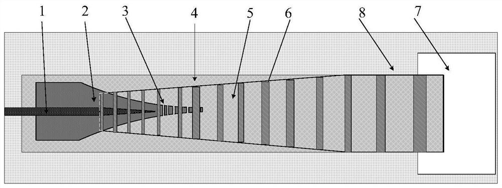 LNOI spot size converter based on sub-wavelength grating, and preparation method