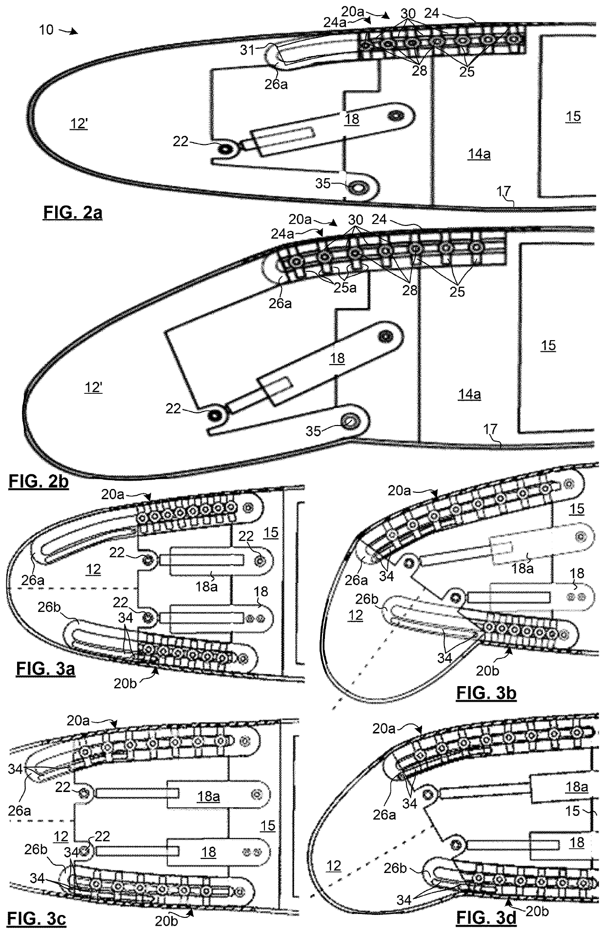 Deforming foil structure for bridging curved fluid-dynamic surface