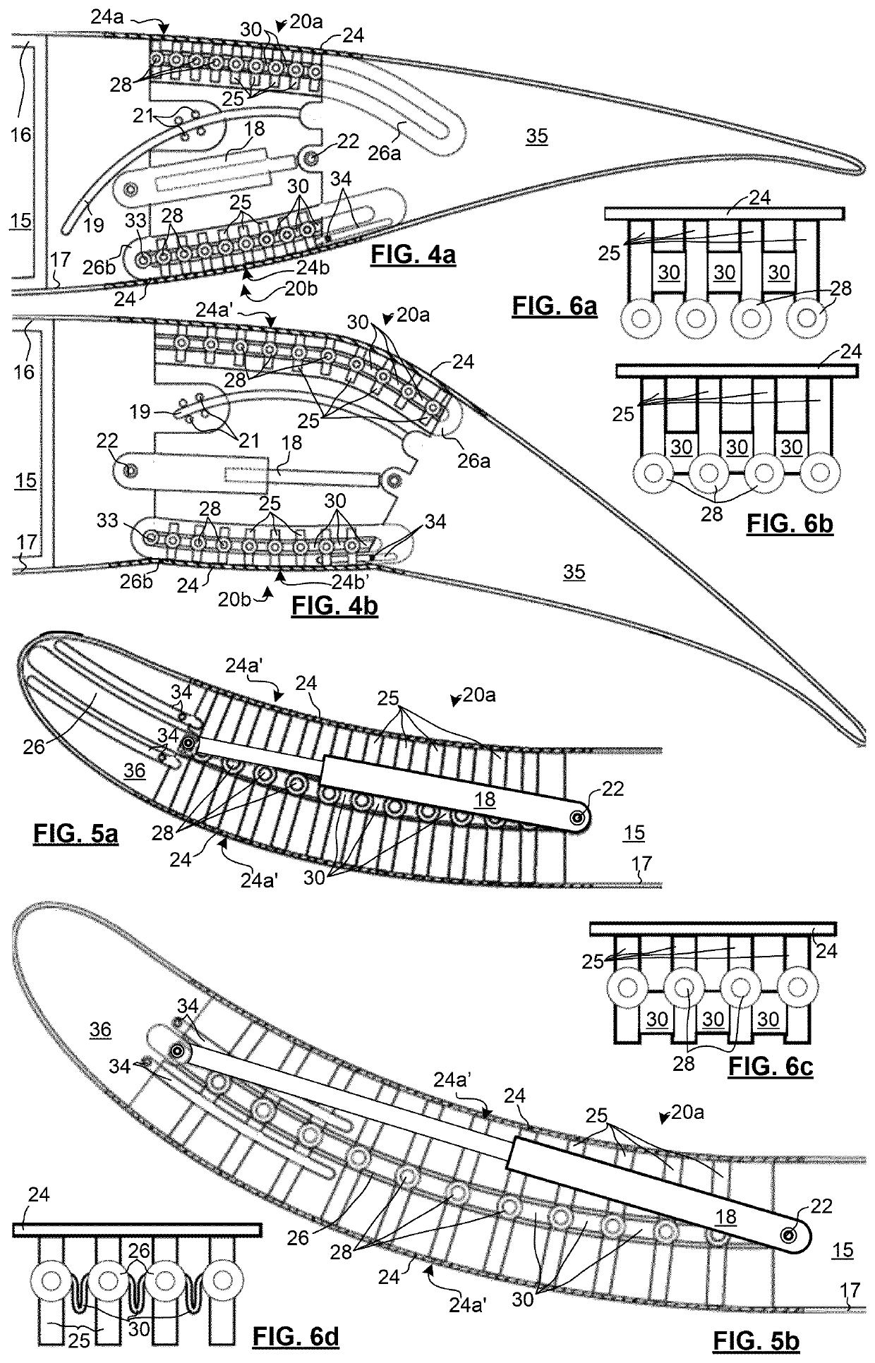 Deforming foil structure for bridging curved fluid-dynamic surface