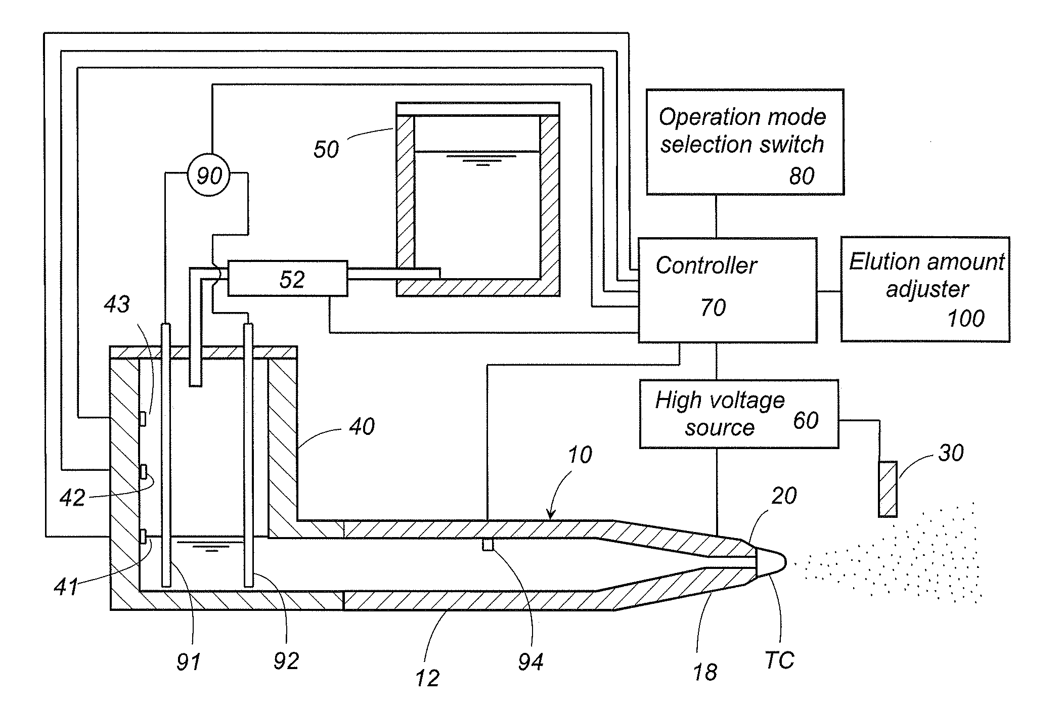 Electrostatically atomizing device