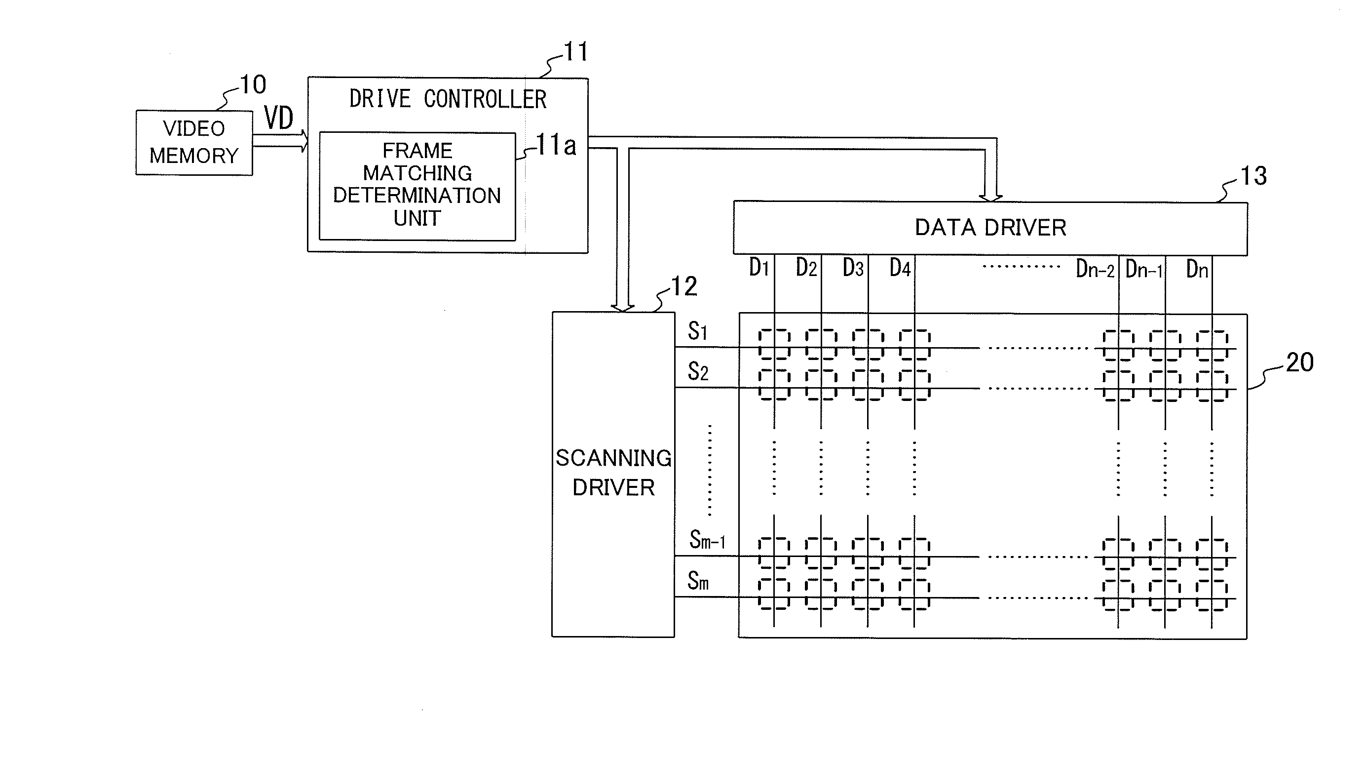 Driving device for driving display unit