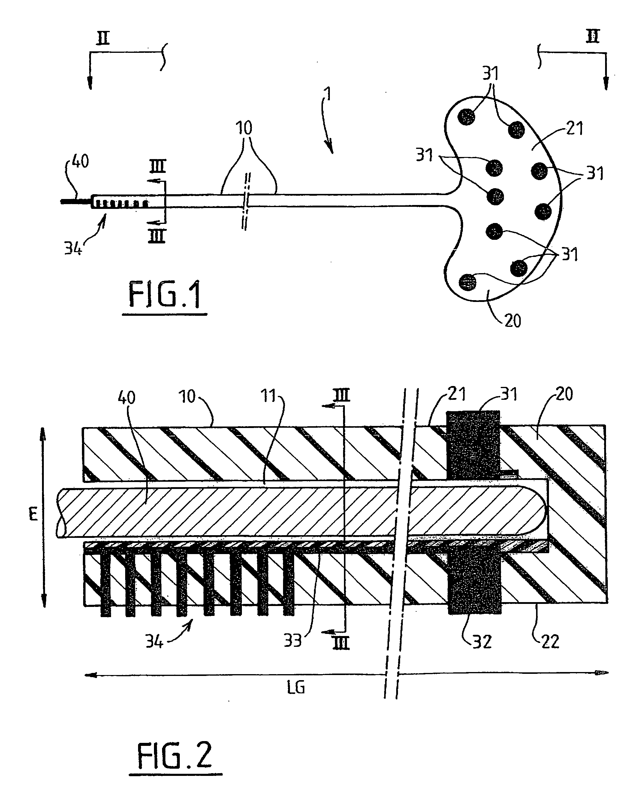 Multiple electrode lead and a system for deep electrical neurostimulation including such a lead