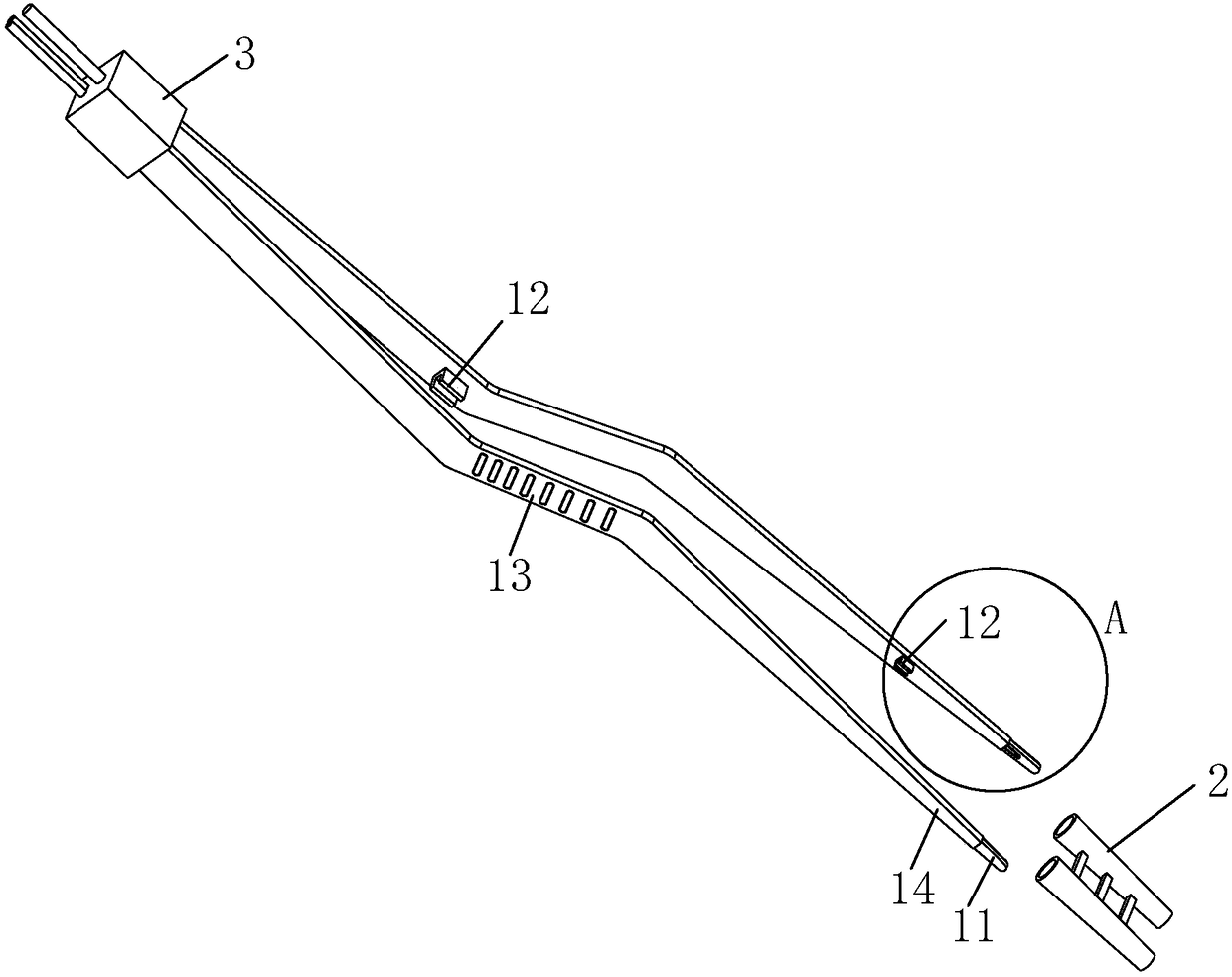 Bipolar electric coagulation forceps for neurosurgery operation and bipolar electric coagulation forceps water cooling method