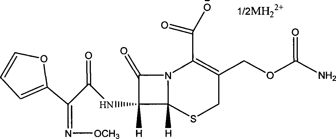 Cefuroxime dibenzyl ethylenediamine salt and preparation method and application thereof