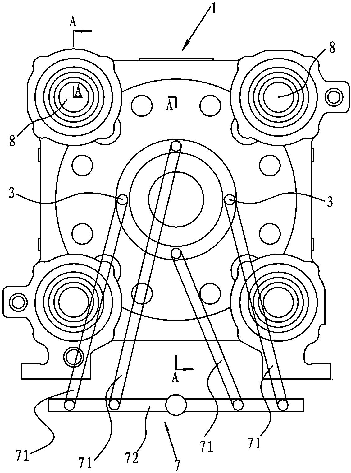 Hydraulic oil inner circulation type fixed mold plate casting technology of injection molding machine