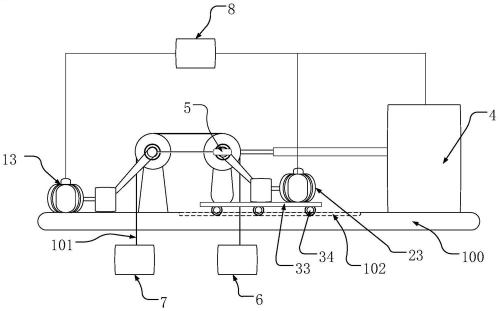 Fiber rope pre-drawing device and pre-drawing method