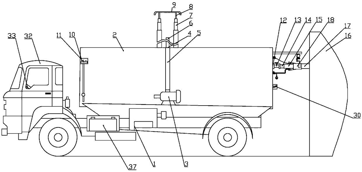 Sprinkling car for governing atmospheric dust pollution on construction site