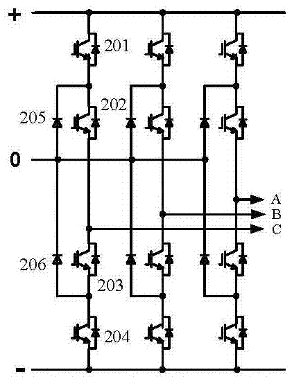 Three-level three-phase four-bridge arm converter