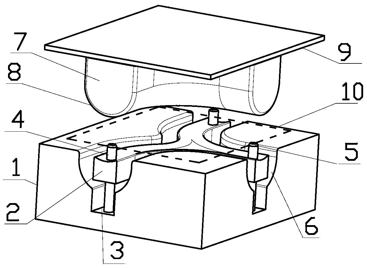 Forming method of tee joint half-tube part and compound punching die