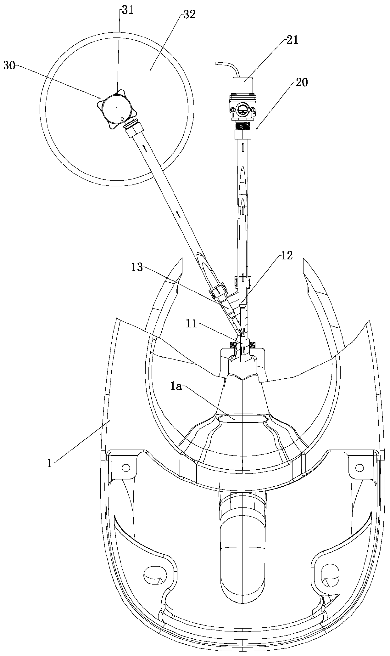 Closestool flushing system with direct flushing water channel and working method