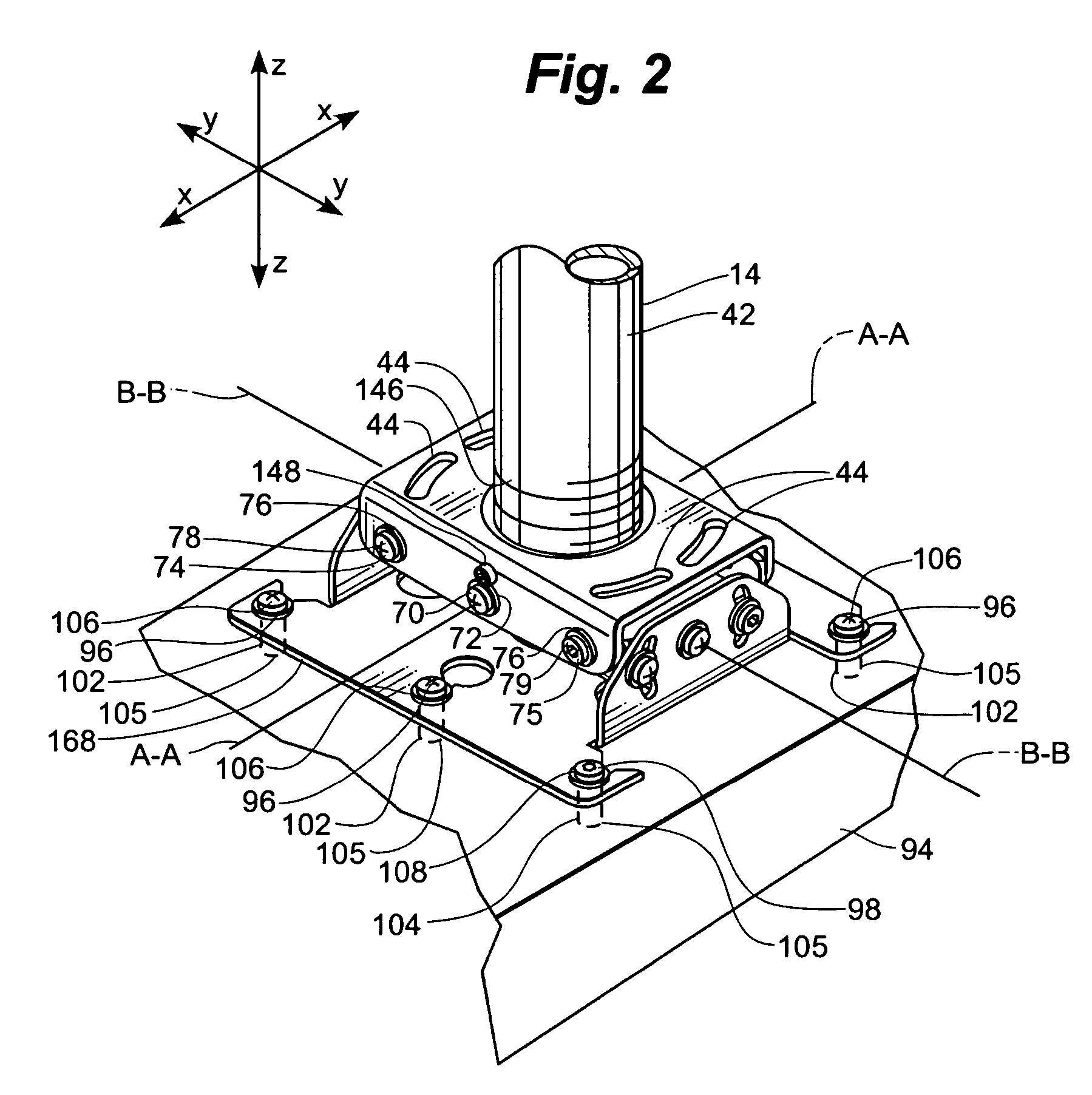 Secure mounting system for overhead mounted projector