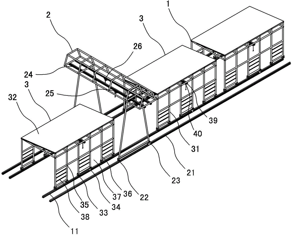 Moving shelter factory building adopting portal crane