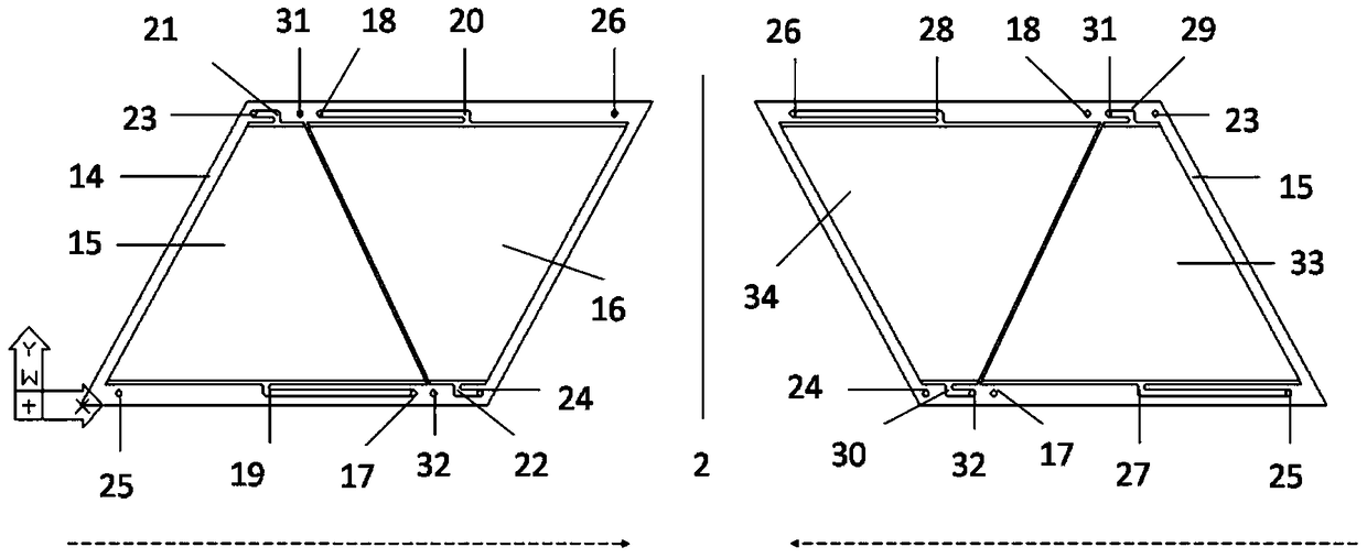 A single trapezoidal flow battery, a multi-trapezoidal flow battery and its stack