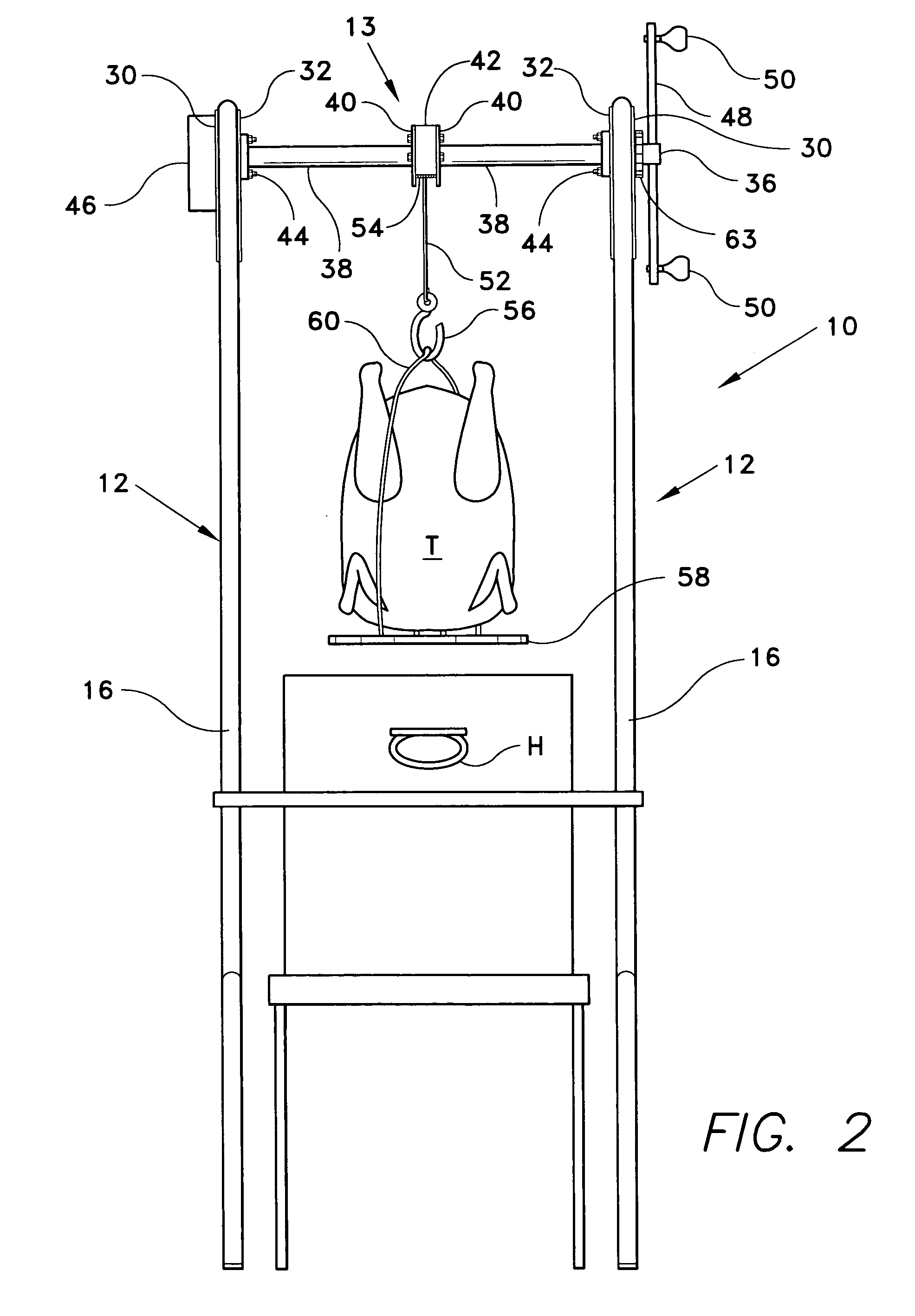 Frying/boiling stand with hoist