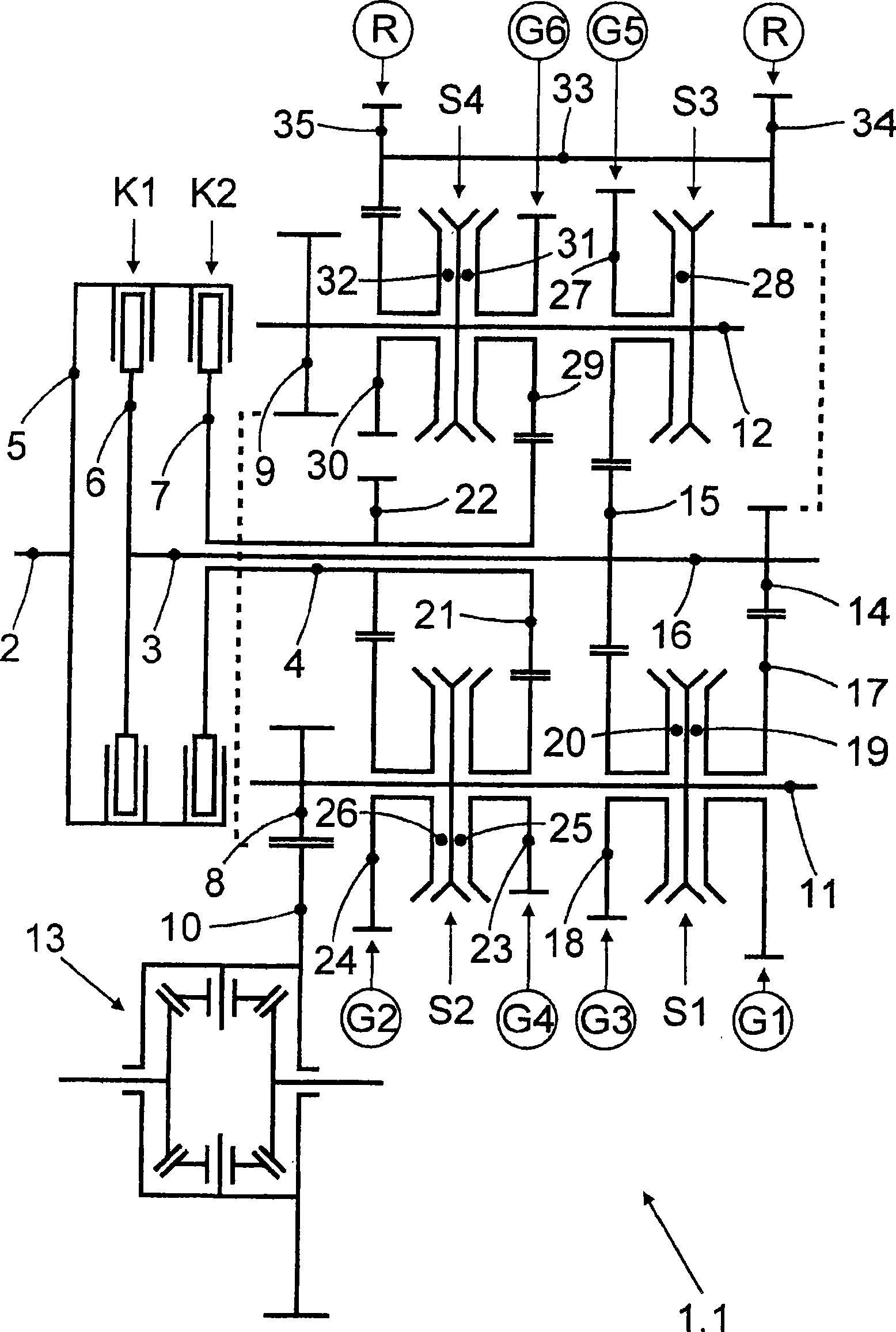 Double clutch transmission of a motor vehicle