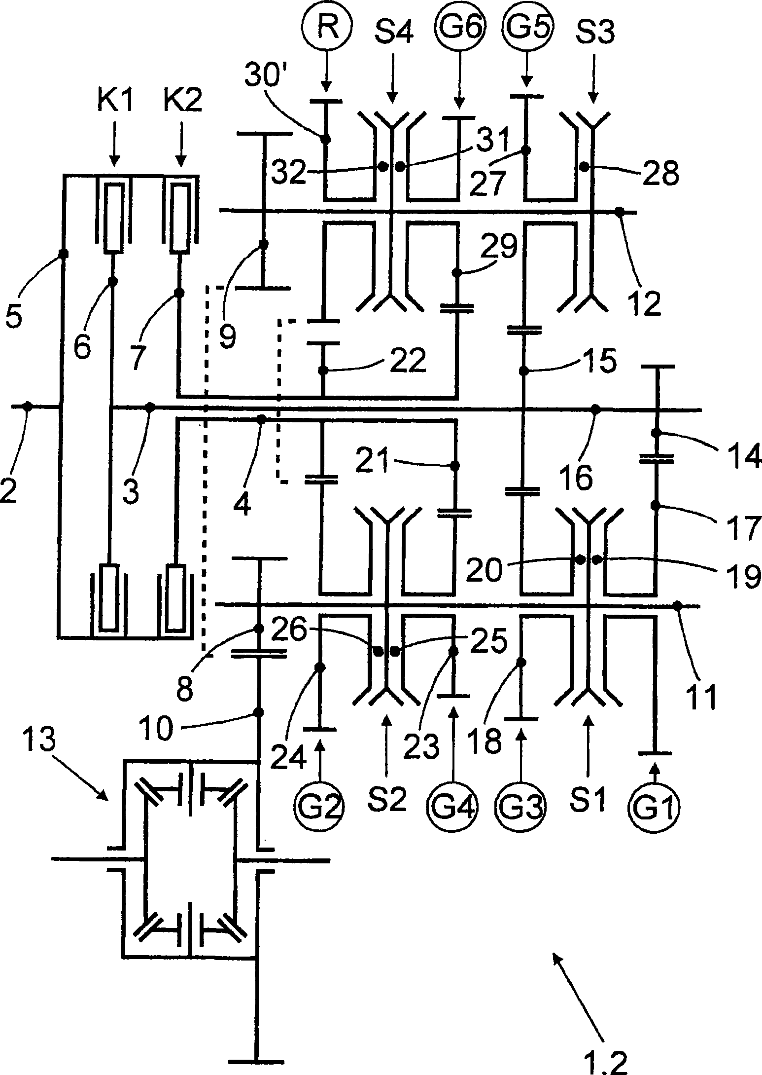 Double clutch transmission of a motor vehicle