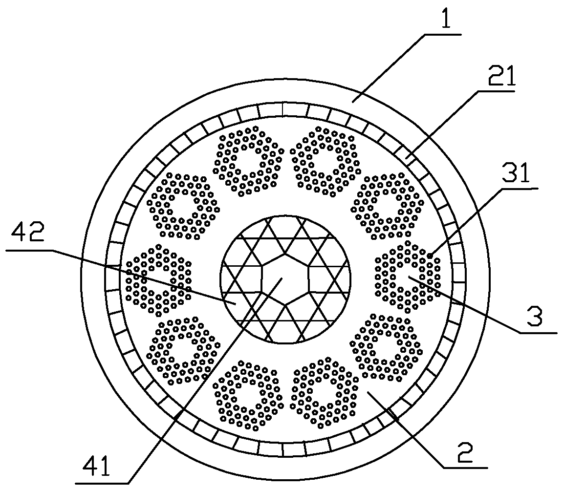 Hollow-solid composite multi-core photonic crystal fiber and its laser amplification method