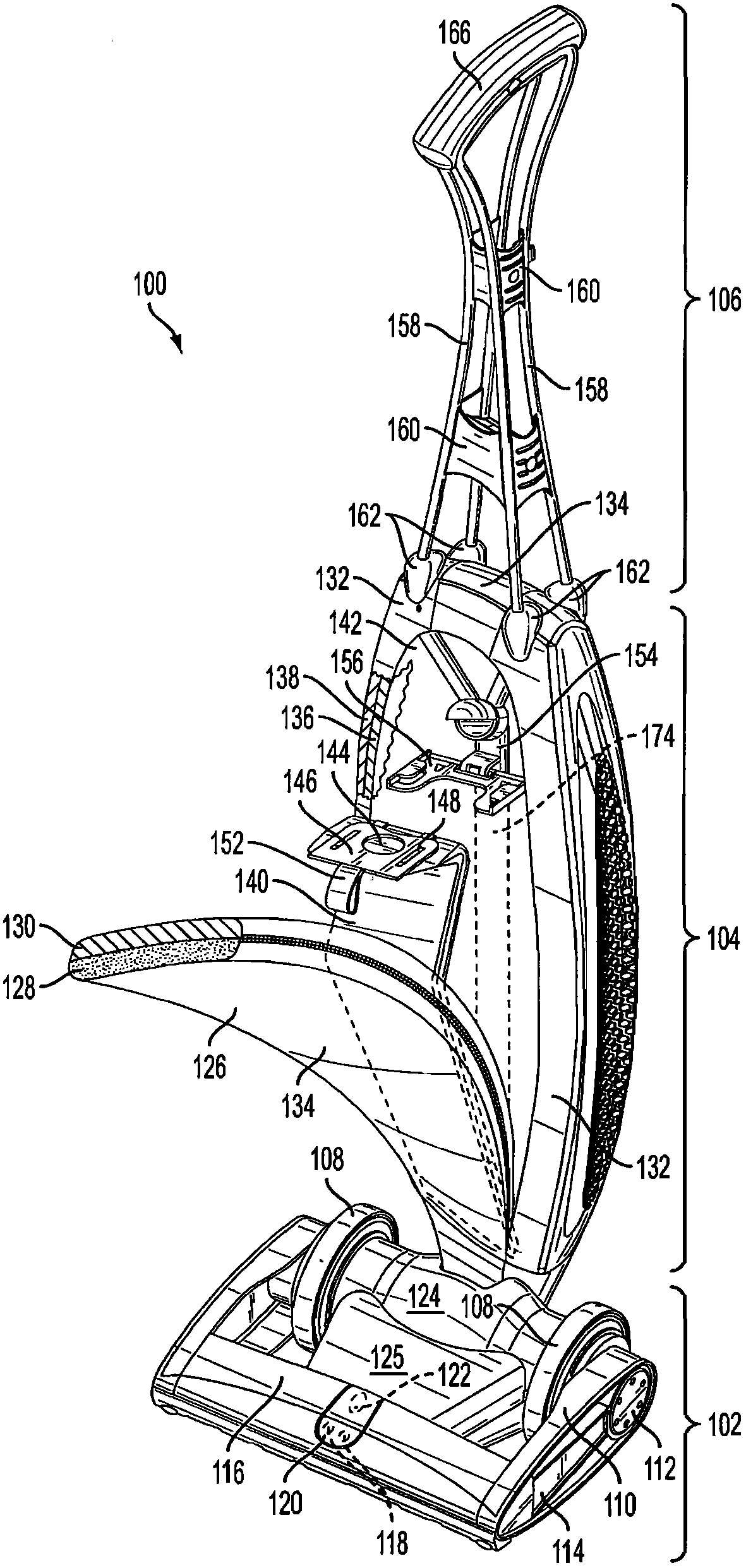 Disposable bag and a disposable bag mount bracket for an upright vacuum cleaner