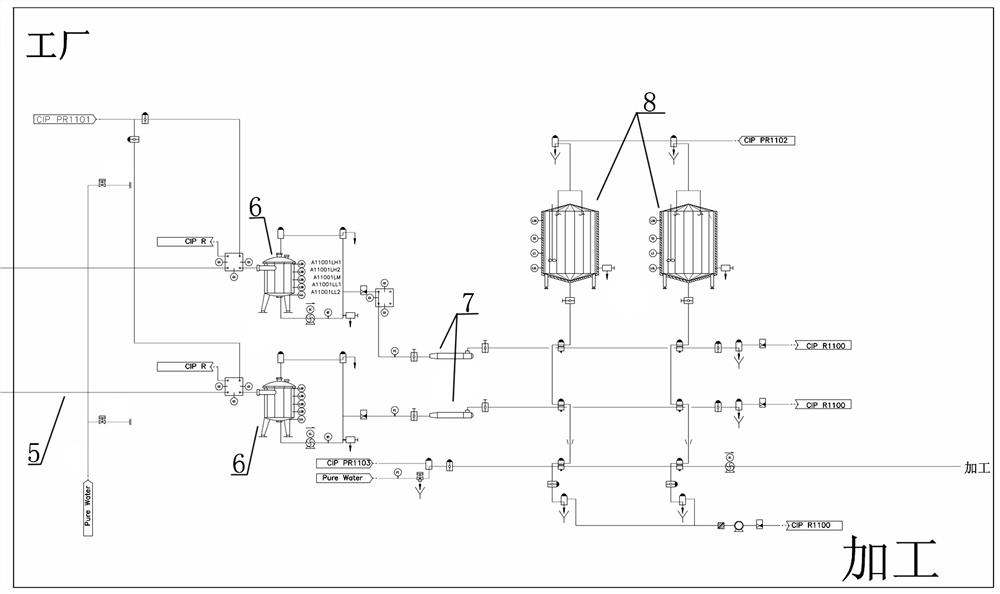 Fresh milk closed conveying system and corresponding conveying method