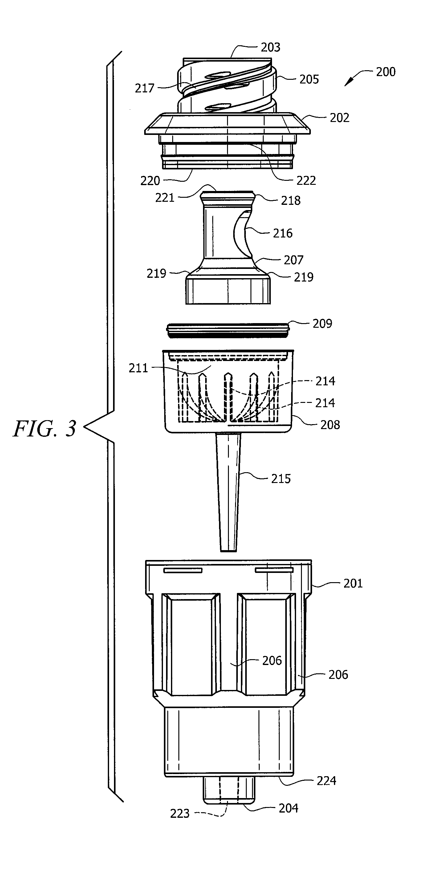 Luer activated medical connector having a low priming volume