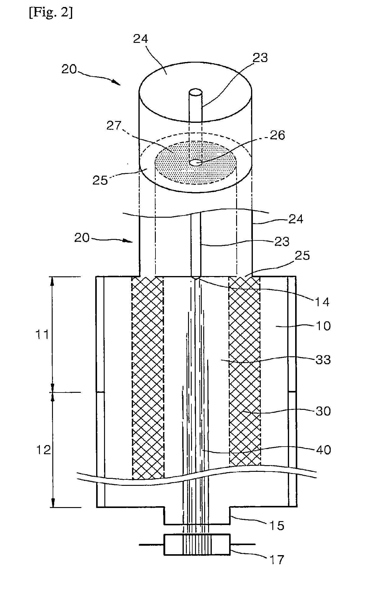 Device for producing carbon nanotube fibers and method for producing carbon nanotube fibers using same