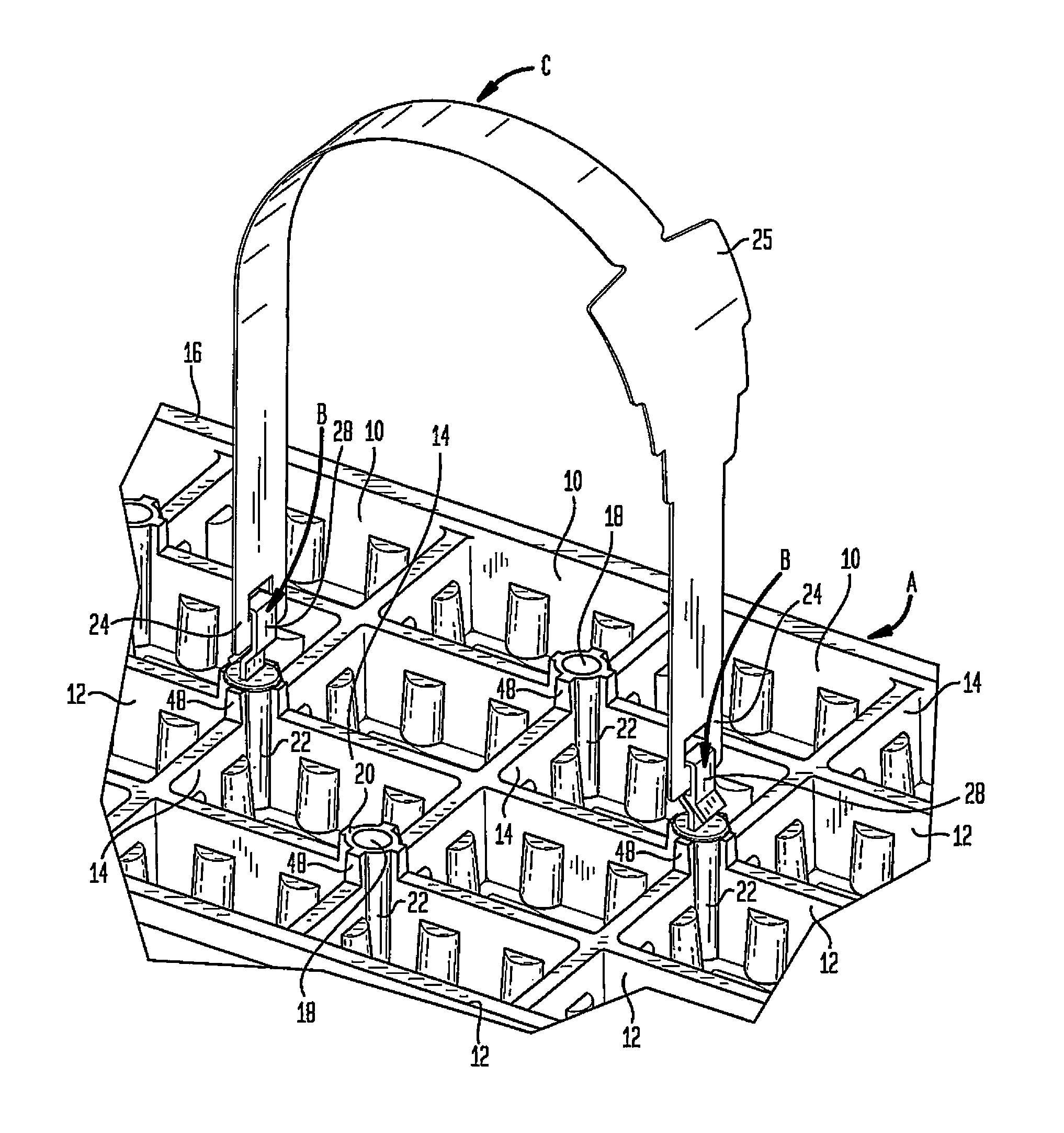 Two-part handle system for horticultural tray