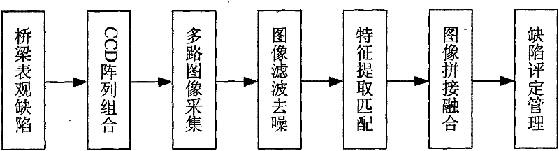 Bridge apparent state automatic detection device and method based on charge coupled device (CCD) array photographic technique