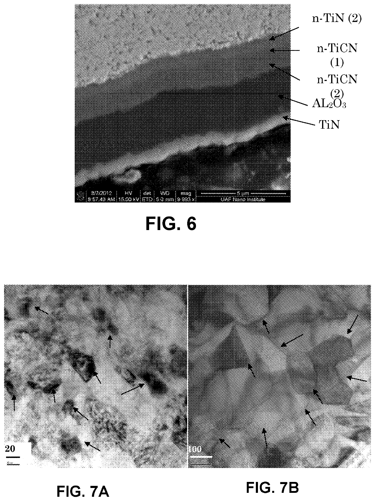 Nanostructured metallic layer on carbide for improved coating adhesion