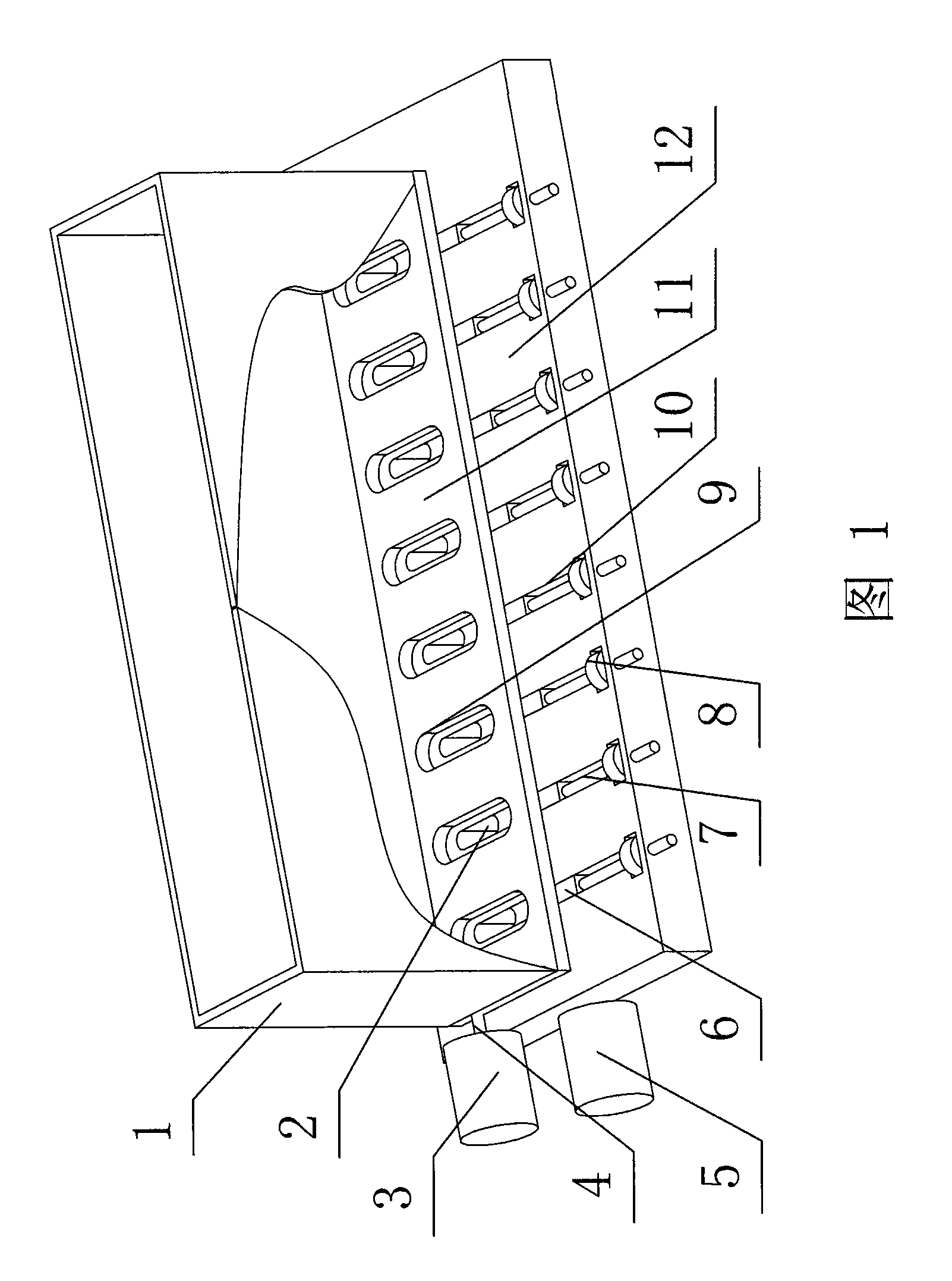 Shutter-style multiple row synchronous metering device